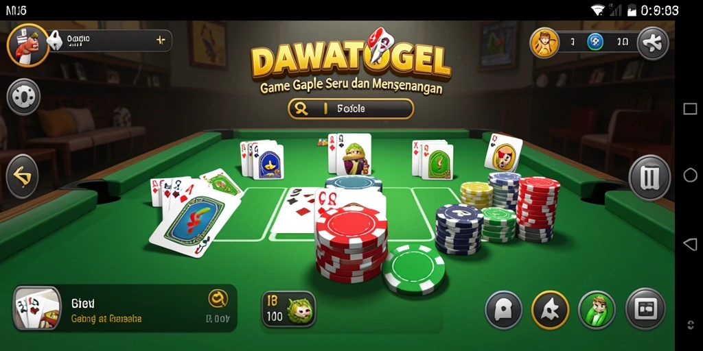 Tampilan gameplay seru dari DAWATOGEL dalam sesi permainan Gaple.