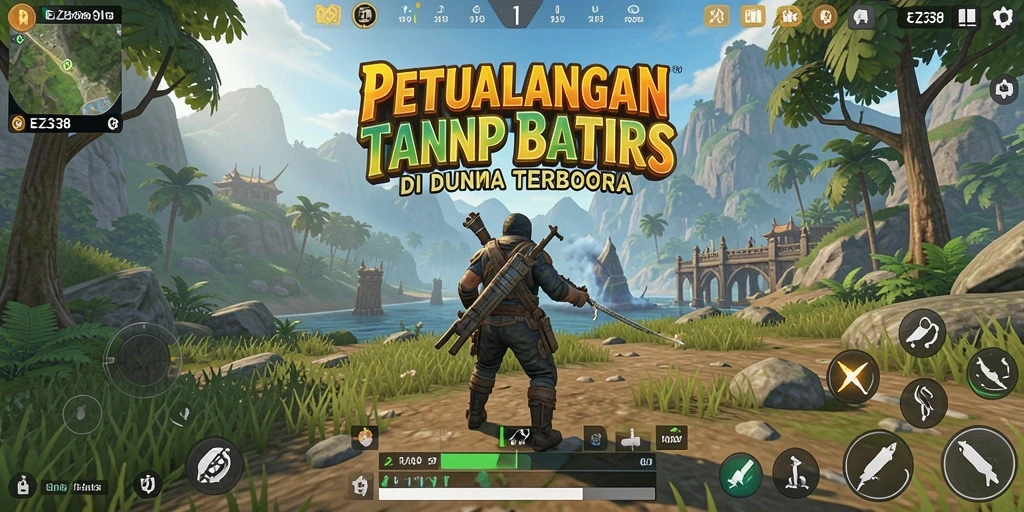 Tampilan gameplay mendebarkan di dunia terbuka EZ338.