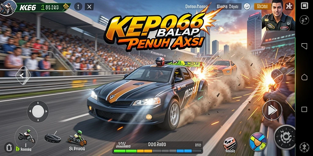 Tampilan menarik dari gameplay balap KEPO66 yang seru.