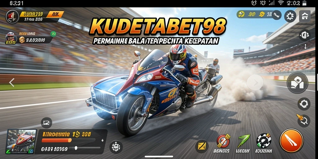 Tampilan gameplay menakjubkan saat balapan di lintasan yang penuh tantangan.