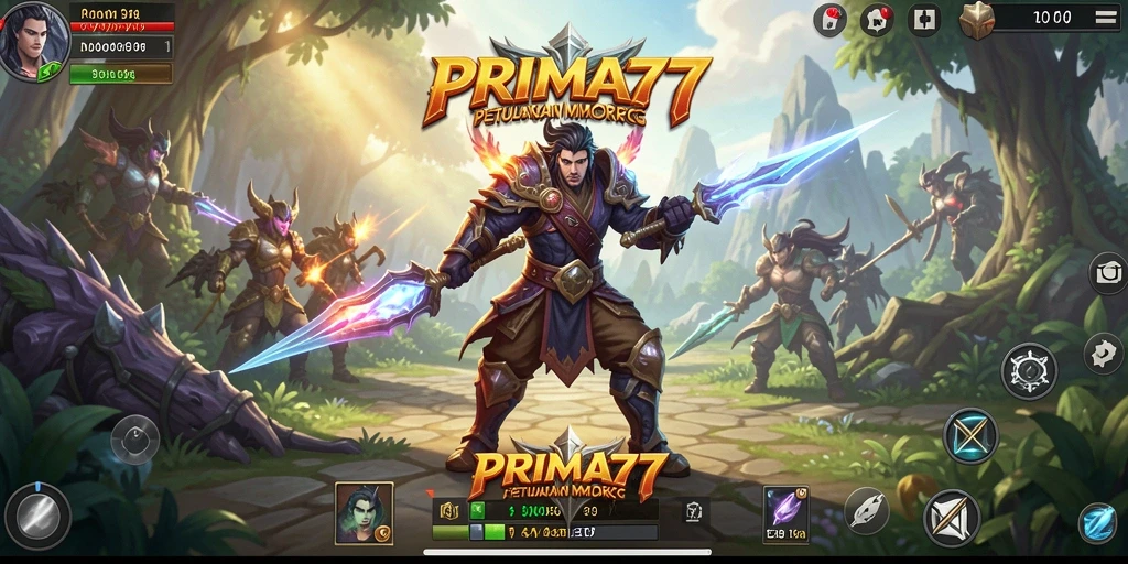 Screenshot PRIMA77 yang menampilkan aksi gameplay MMORPG yang seru.
